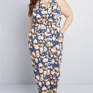 ModCloth floral halter jumpsuit